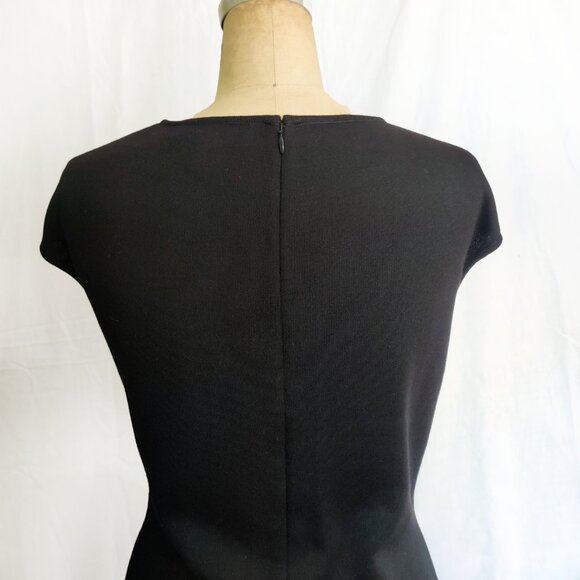 NWT ST. JOHN Milano Knit Black Caviar Wool Cap Sleeve Sheath Shift Dress LBD 6 S - Picture 6 of 8